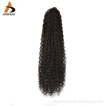 elastic band clip in synthetic headband piece afro kinky curly drawstring high synthetic hair extension ponytail for black women